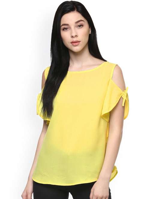 women solid cold shoulder sleeve top - 21651386 -  Standard Image - 0