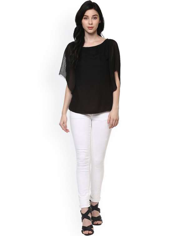 women black solid round neck top - 21651388 -  Standard Image - 3