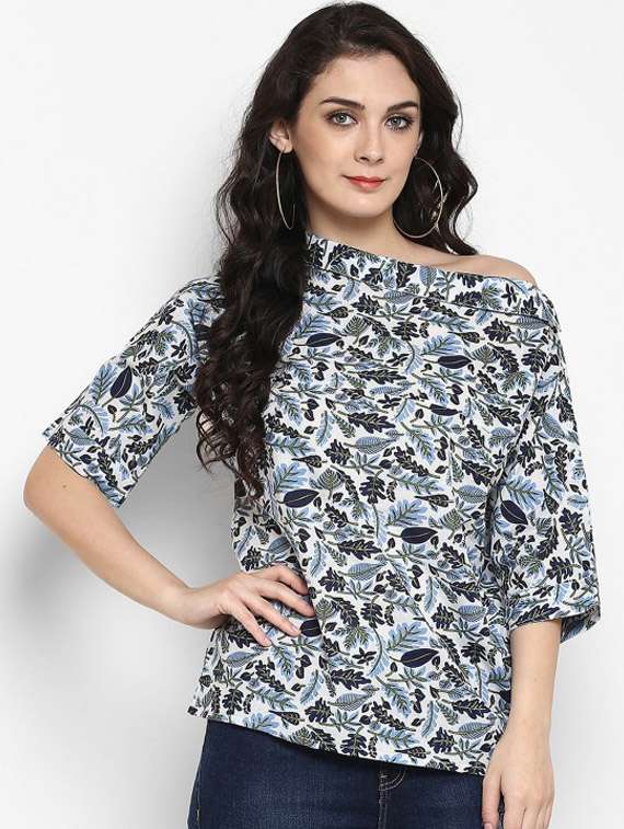 women printed asymmetric neck regular top - 21651401 - Zoom Image - 0