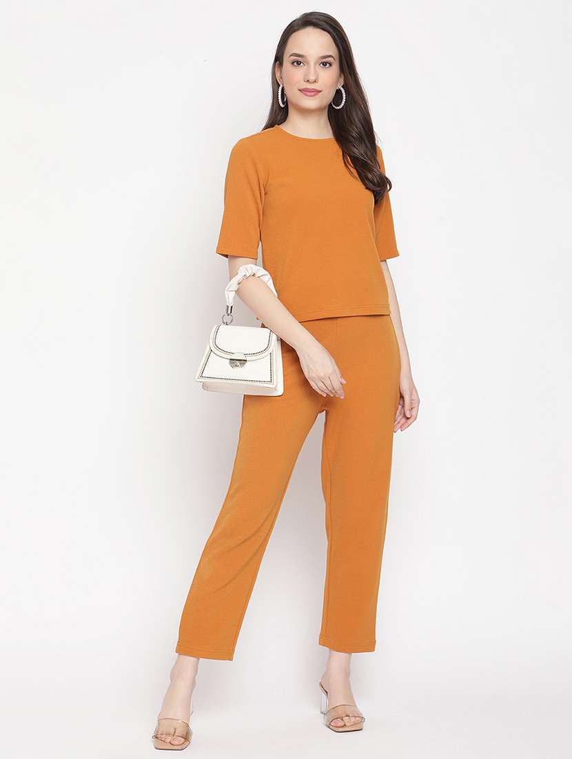 women solid top & trouser co-ords set - 21651432 - Standard Image - 3