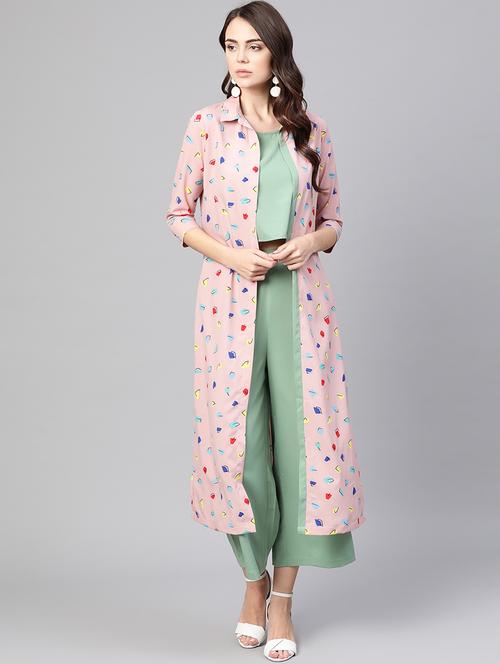 women sea green solid fusion set - 21651441 - Standard Image - 0