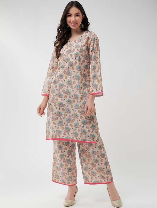 women floral printed kurta pant set - 21651460 - Standard Image - 0