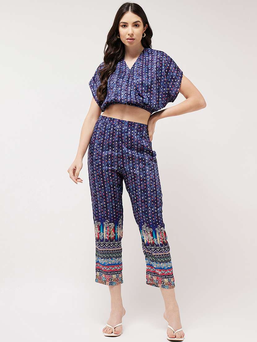 women printed top and trouser co-ord set