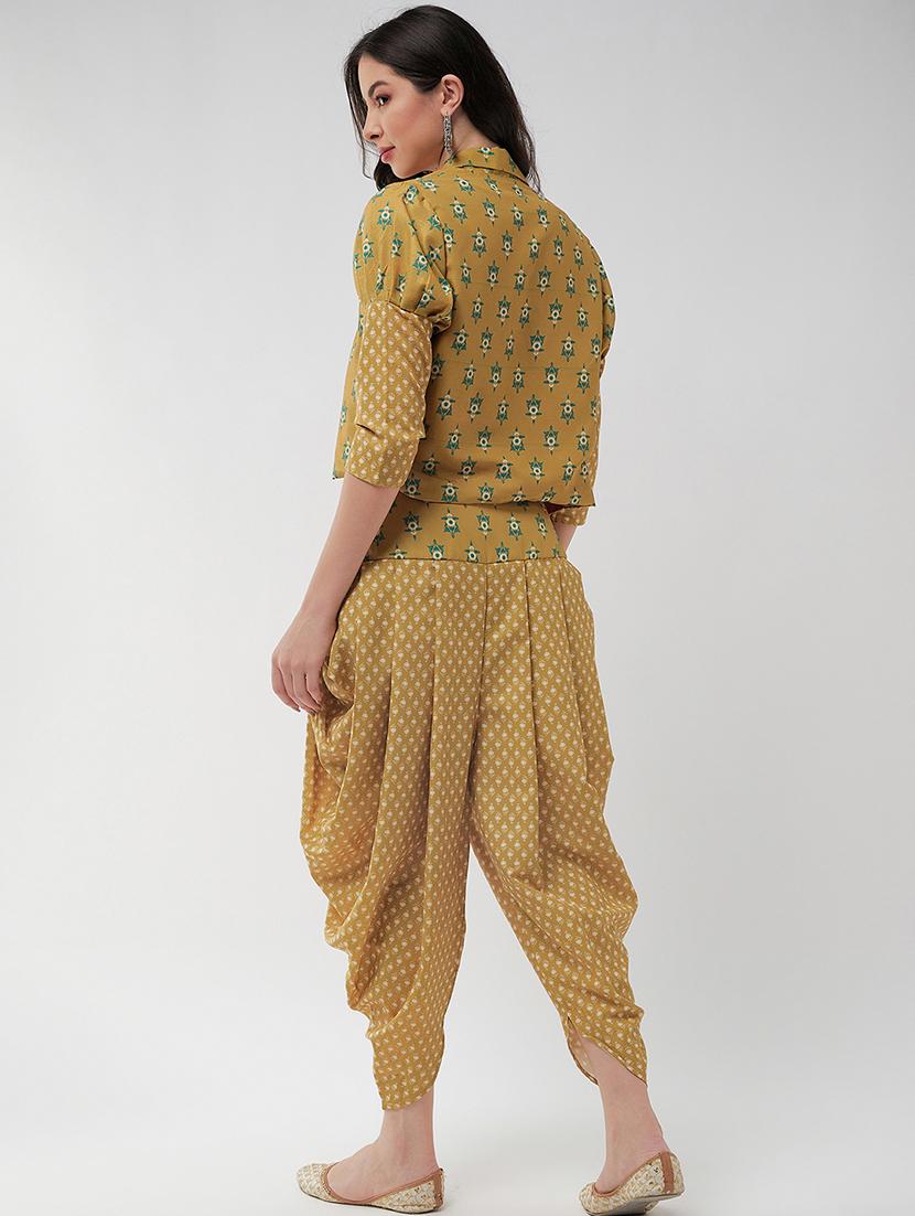 jaipur haat leg 'o' mutton sleeves jacket with top and dhoti pant - 21651484 - Standard Image - 3