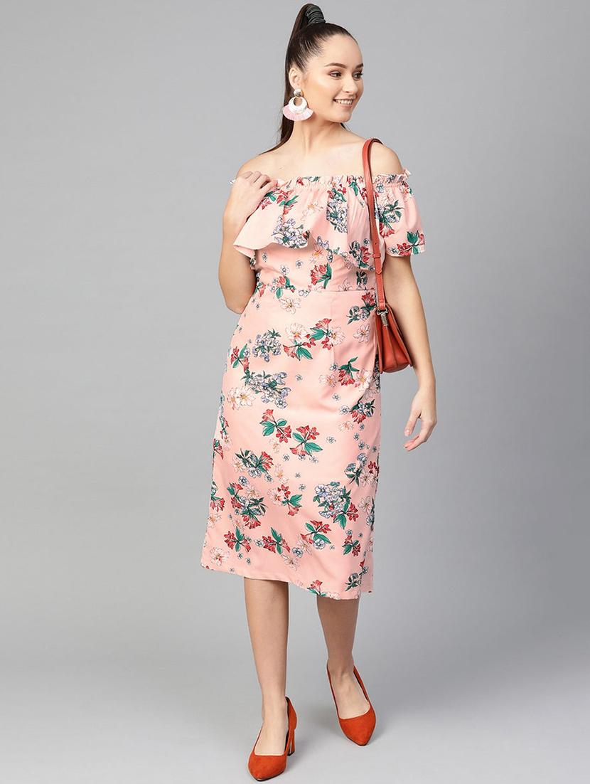 women floral print off shoulder sheath dress - 21651505 - Standard Image - 3