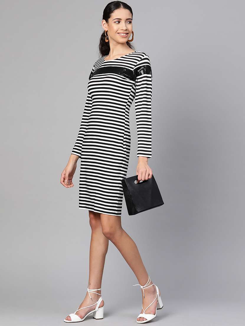 women striped round neck bodycon dress - 21651513 -  Standard Image - 3