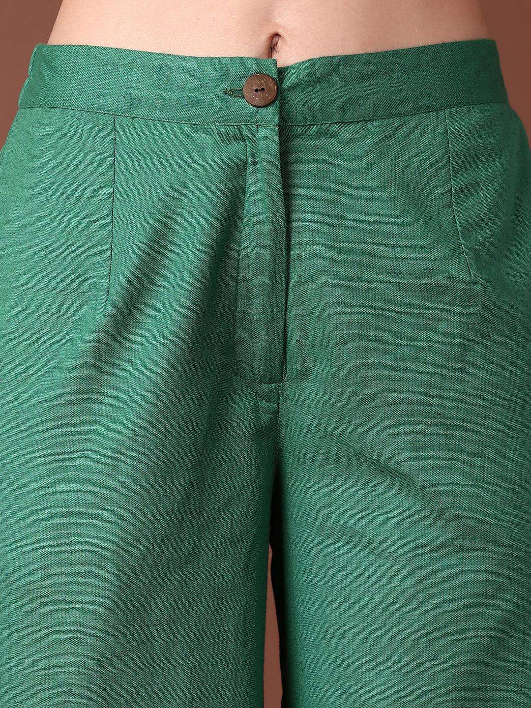 women solid mid rise ankle length trouser - 21651524 -  Standard Image - 3