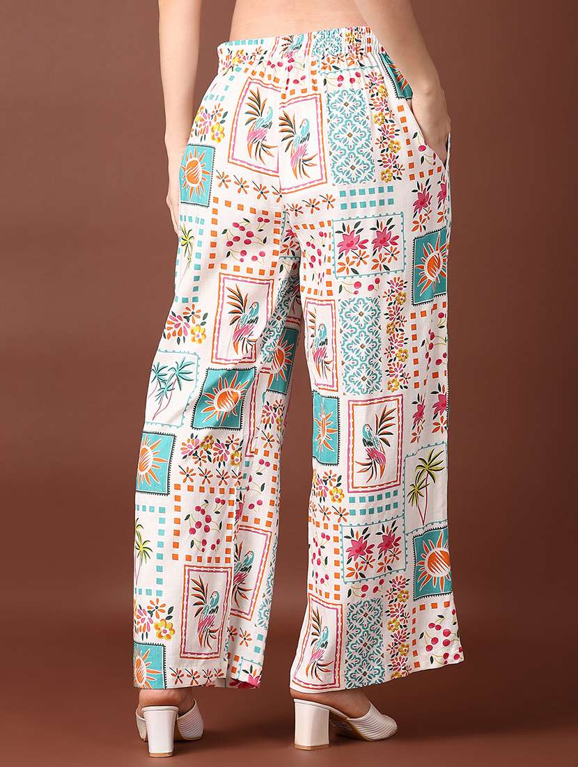 women mid rise printed wide leg trouser - 21651529 -  Standard Image - 3