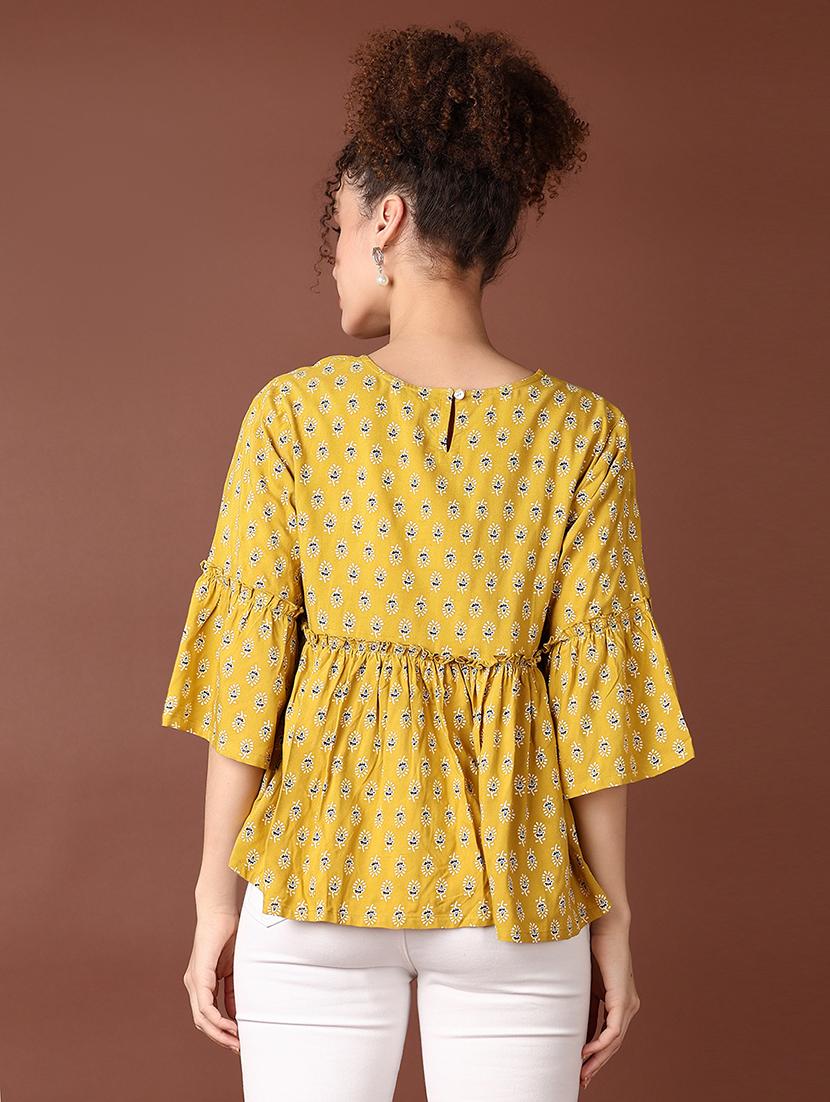 women round neck printed peplum top - 21651549 - Standard Image - 3