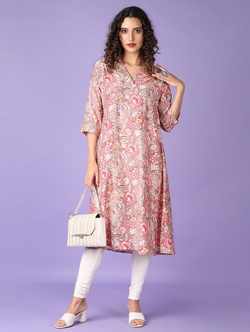 women three quarter sleeve a-line kurta - 21651558 - Standard Image - 0