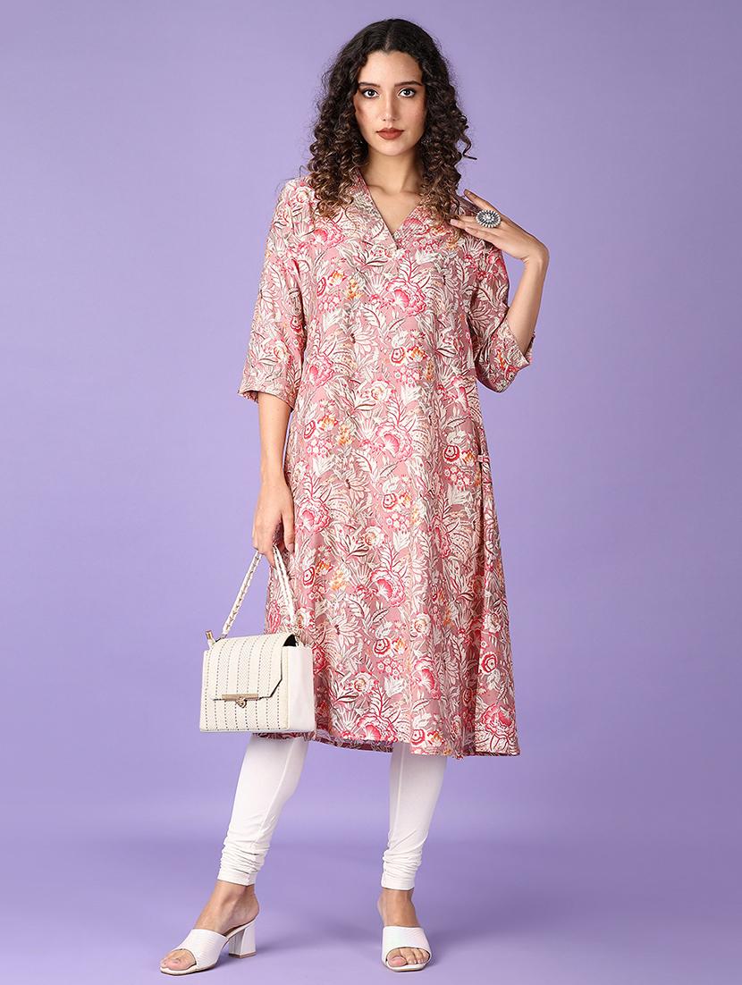 women three quarter sleeve a-line kurta - 21651558 - Zoom Image - 0