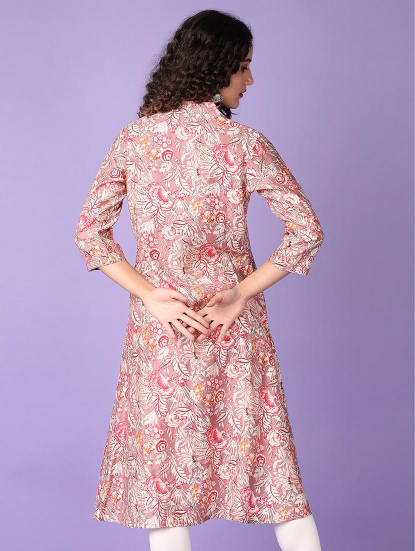 women three quarter sleeve a-line kurta - 21651558 - Standard Image - 3