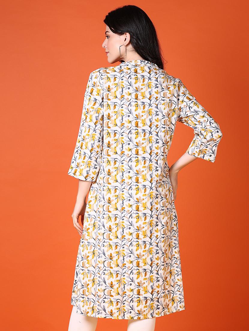 women three quarter sleeve straight kurta - 21651565 - Standard Image - 3