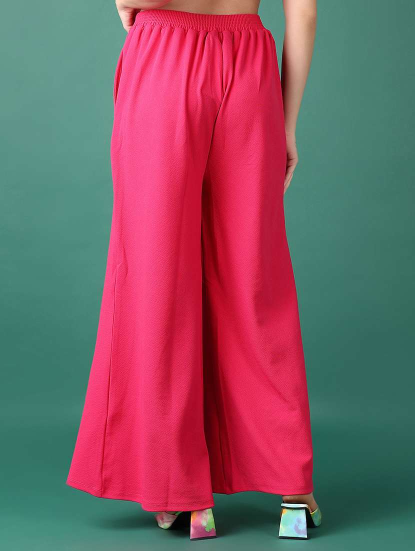 women mid rise solid wide leg trouser - 21651578 -  Standard Image - 3
