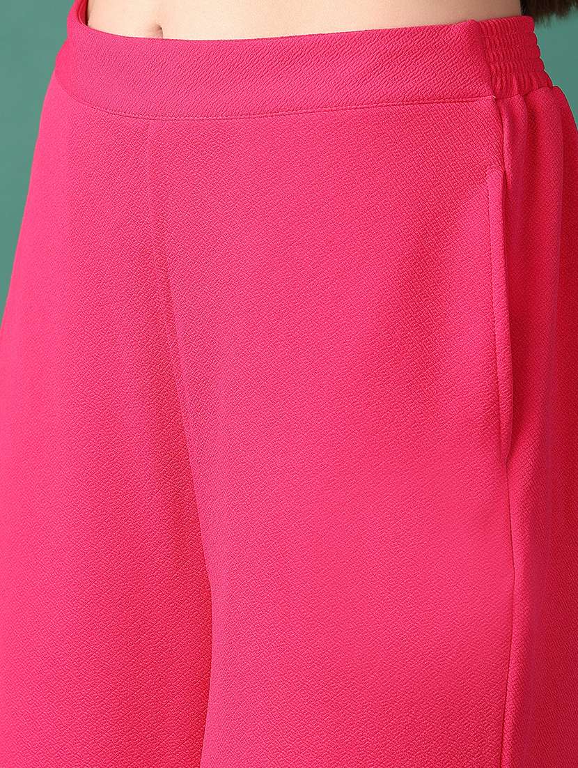 women mid rise solid wide leg trouser - 21651578 -  Standard Image - 5