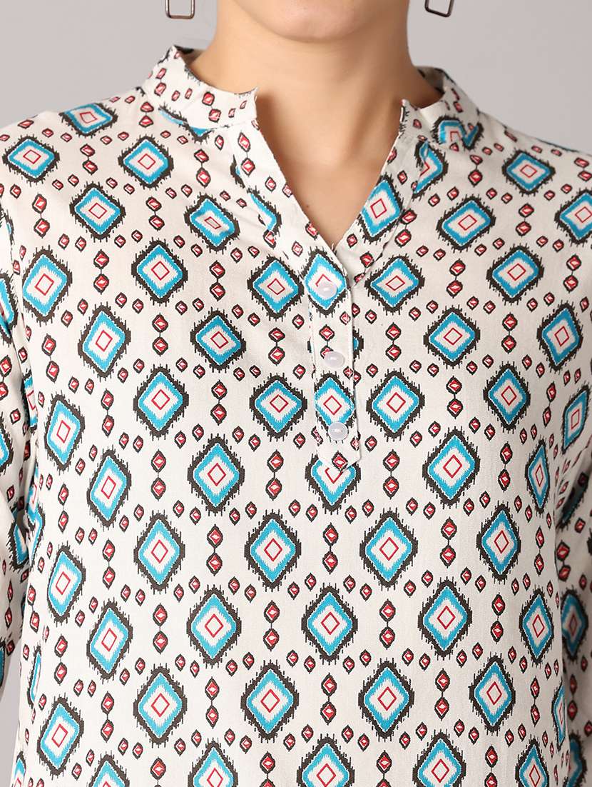 women mandarin neck printed regular top - 21651585 -  Standard Image - 5