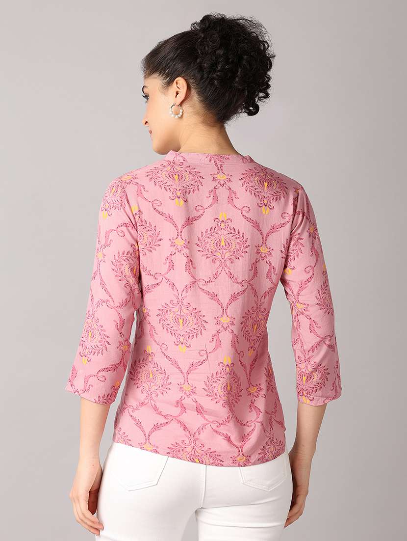 women mandarin neck printed regular top - 21651586 -  Standard Image - 3