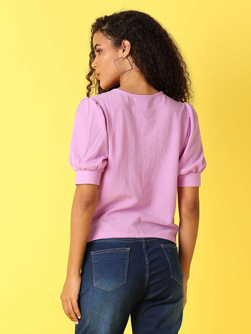 women round neck solid regular top - 21651588 -  Standard Image - 3