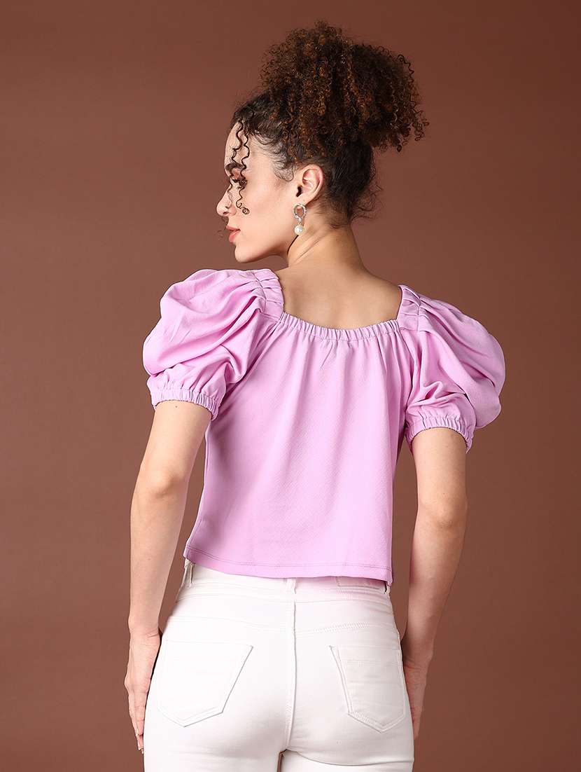 women sweeteat neck solid crop top - 21651591 -  Standard Image - 3