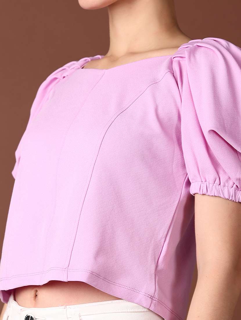 women sweeteat neck solid crop top - 21651591 -  Standard Image - 5