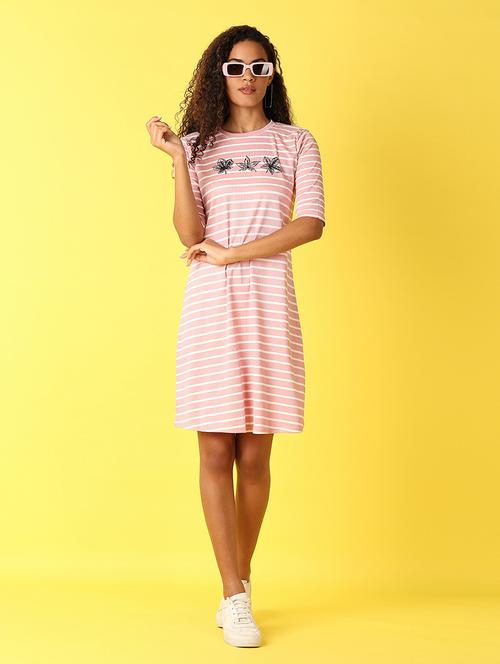 women round neck striped t-shirt dress - 21651607 -  Standard Image - 0