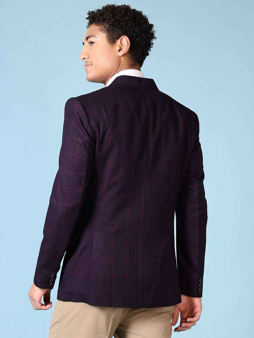 men long sleeves checkered single breasted casual blazer - 21651610 -  Standard Image - 3