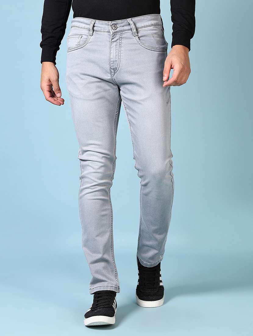 men mid rise plain slim fit jeans - 21651628 -  Zoom Image - 0