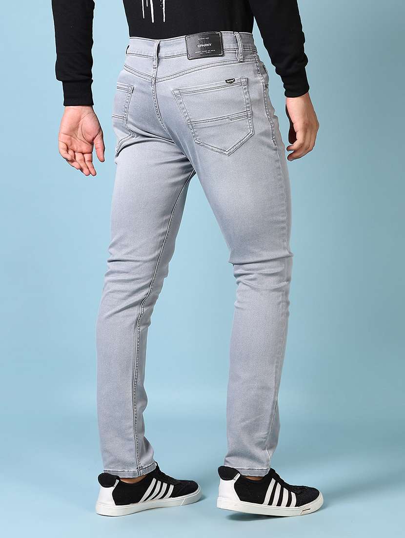 men mid rise plain slim fit jeans - 21651628 - Standard Image - 3