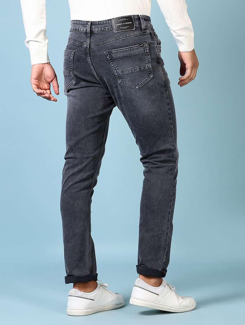 men mid rise plain slim fit jeans - 21651630 - Standard Image - 3