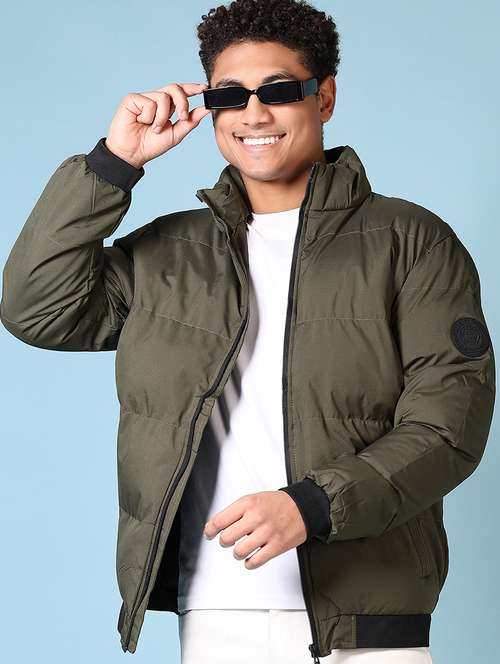 men solid stand collar long sleeve puffer jacket - 21651645 -  Standard Image - 0