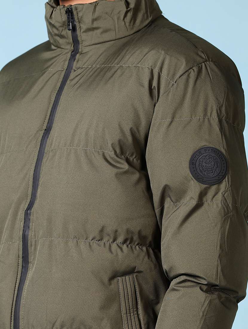 men solid stand collar long sleeve puffer jacket - 21651645 -  Standard Image - 3