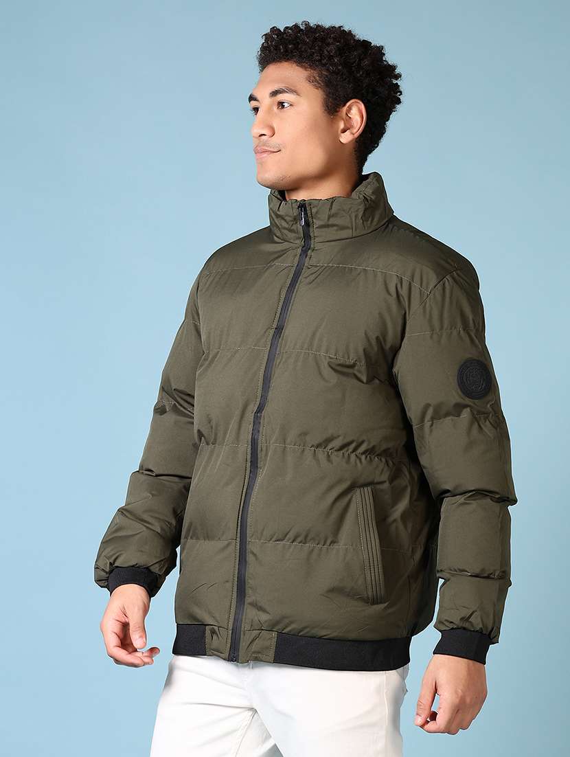 men solid stand collar long sleeve puffer jacket - 21651645 -  Standard Image - 5