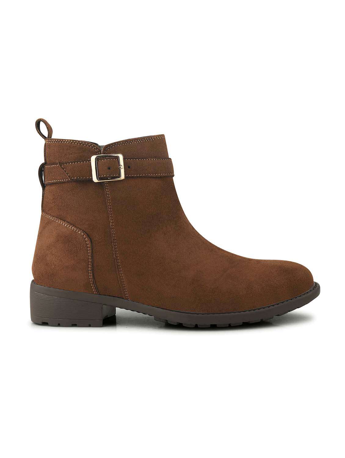 women tan solid ankle boots - 21651874 - Standard Image - 3