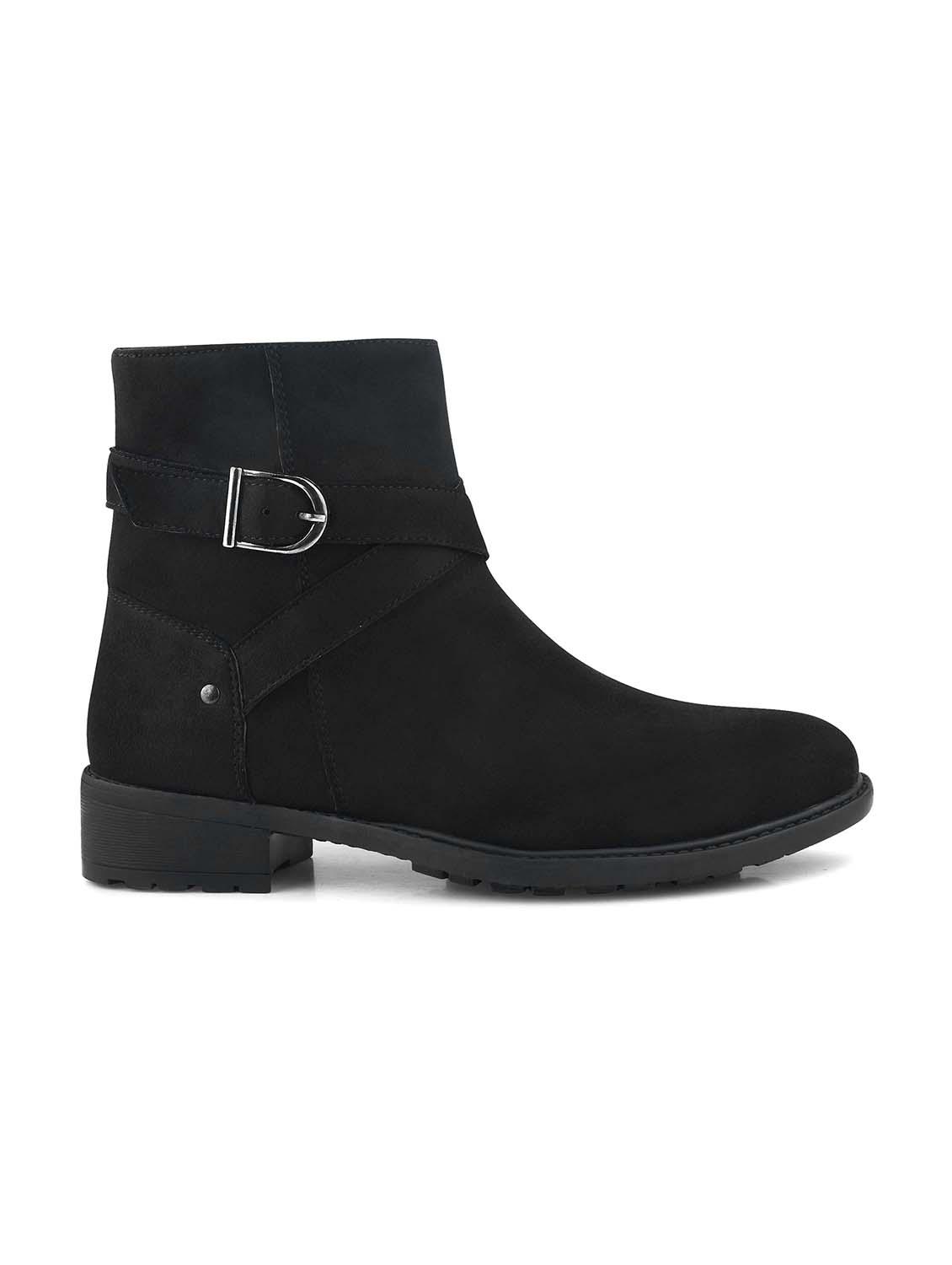 women black solid ankle boots - 21651875 - Standard Image - 3