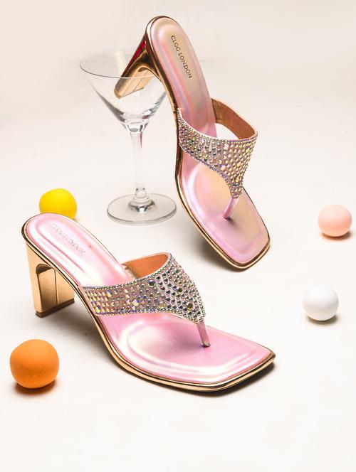 women pink block heel sandals - 21651881 - Standard Image - 0