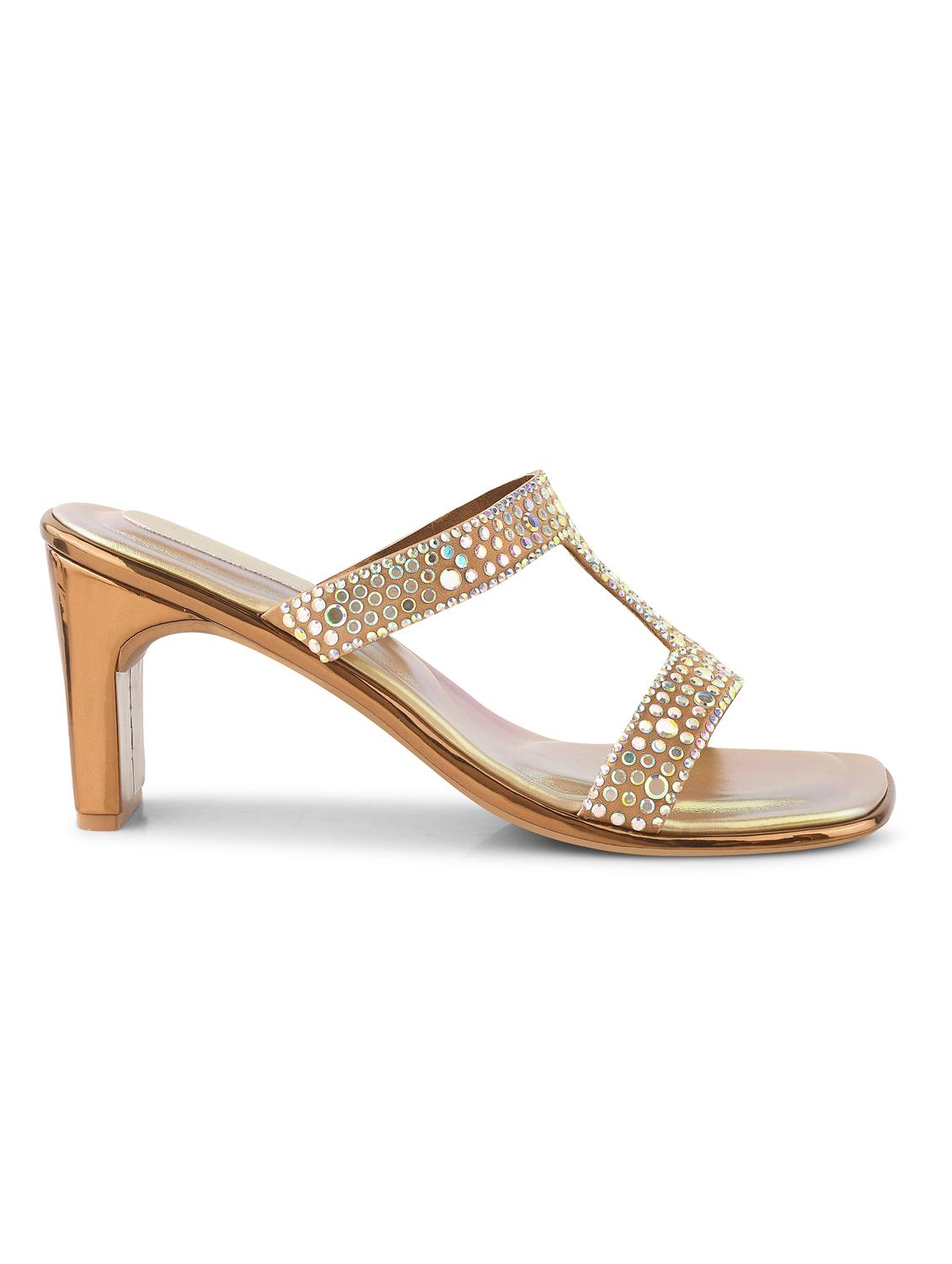 women gold block heel sandals - 21651883 - Standard Image - 5