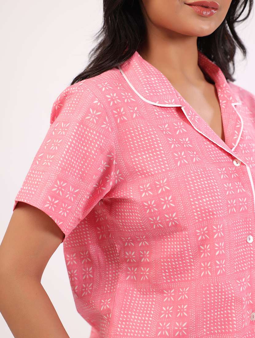 women printed short sleeves nightwear set - 21651894 -  Standard Image - 3