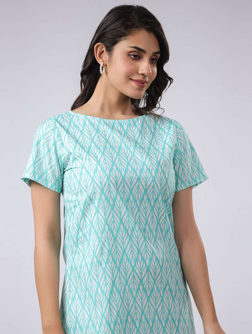women printed short sleeves a-line dress - 21651940 -  Standard Image - 3