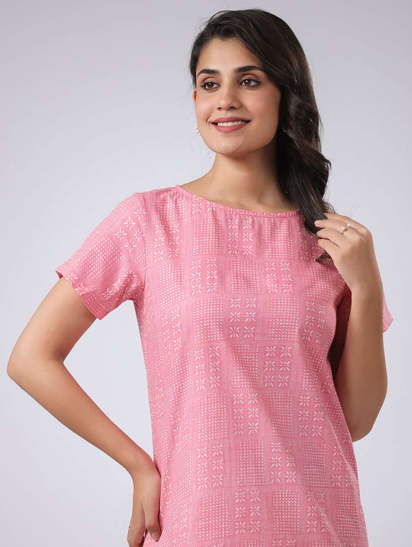 women printed short sleeves a-line dress - 21651942 -  Standard Image - 3