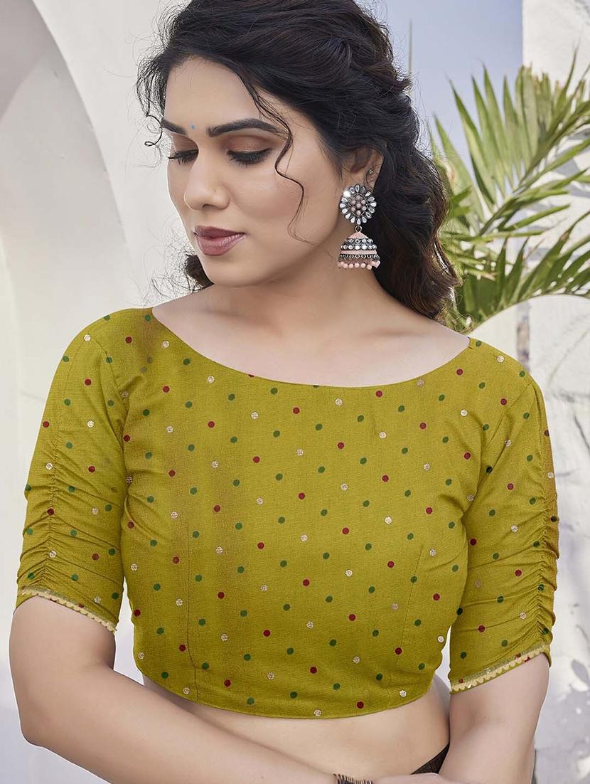 women olive printed saree with blouse - 21651945 - Standard Image - 3