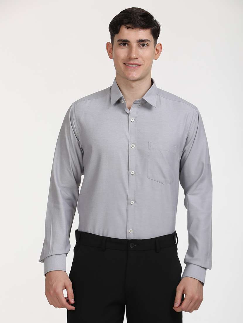 men solid long sleeve formal shirt