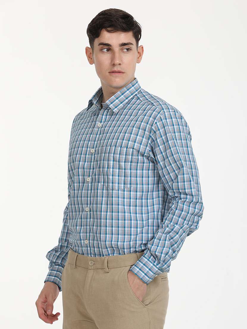 men checks long sleeve formal shirt - 21651963 -  Standard Image - 3