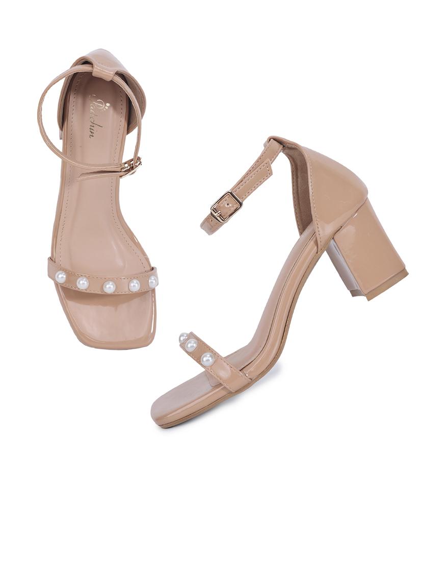beige pu ankle strap sandals - 21652579 - Standard Image - 3