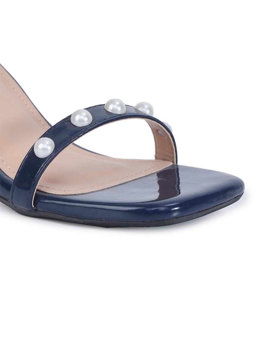 blue pu ankle strap sandals - 21652580 - Standard Image - 5