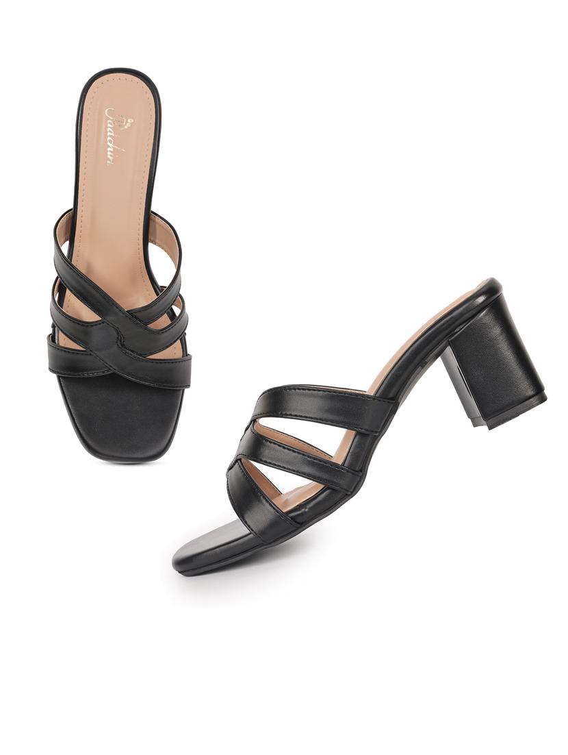 women solid square toe block heel sandal - 21652583 - Standard Image - 5