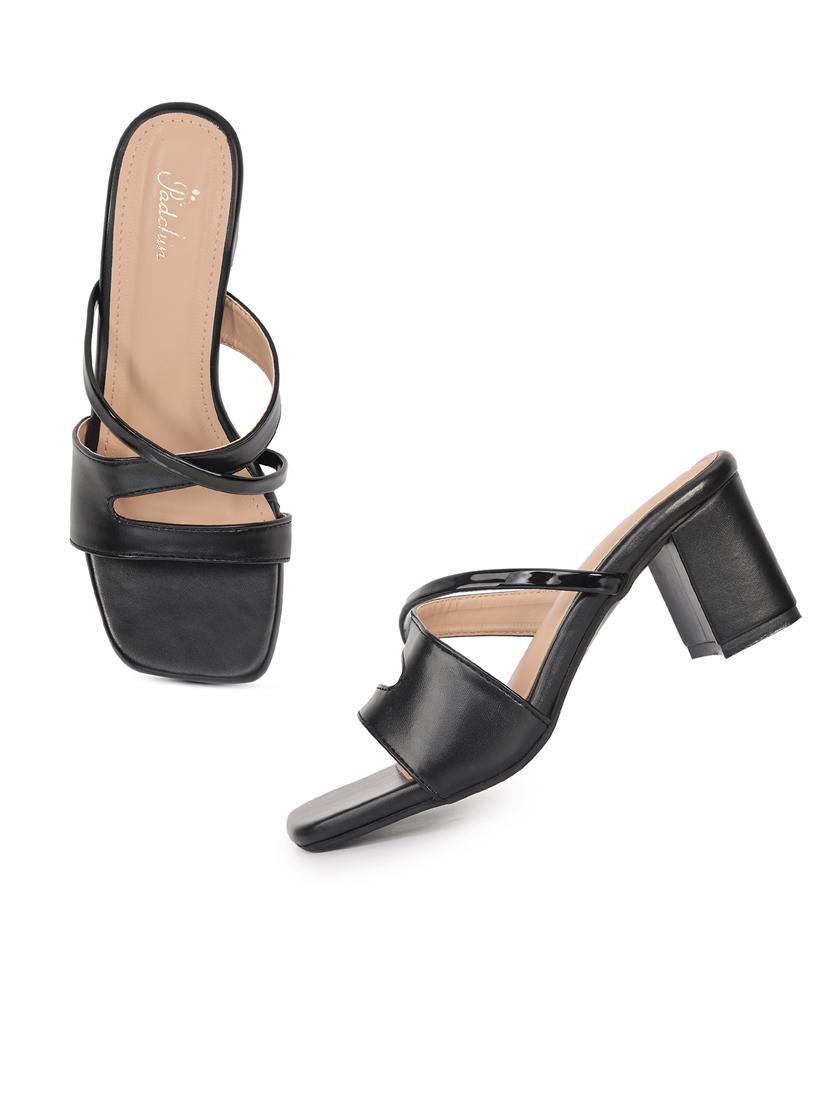 women solid square toe block heel sandal - 21652584 - Standard Image - 3