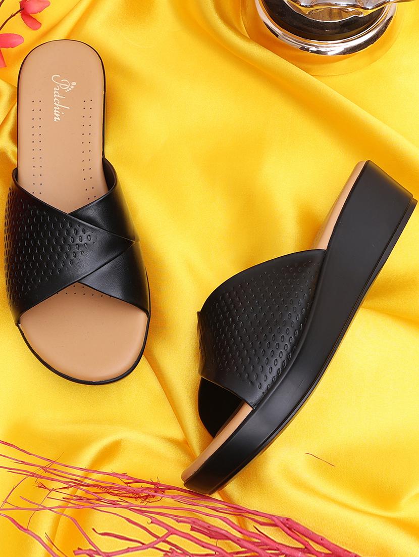 women black slip on wedge - 21652665 - Zoom Image - 0