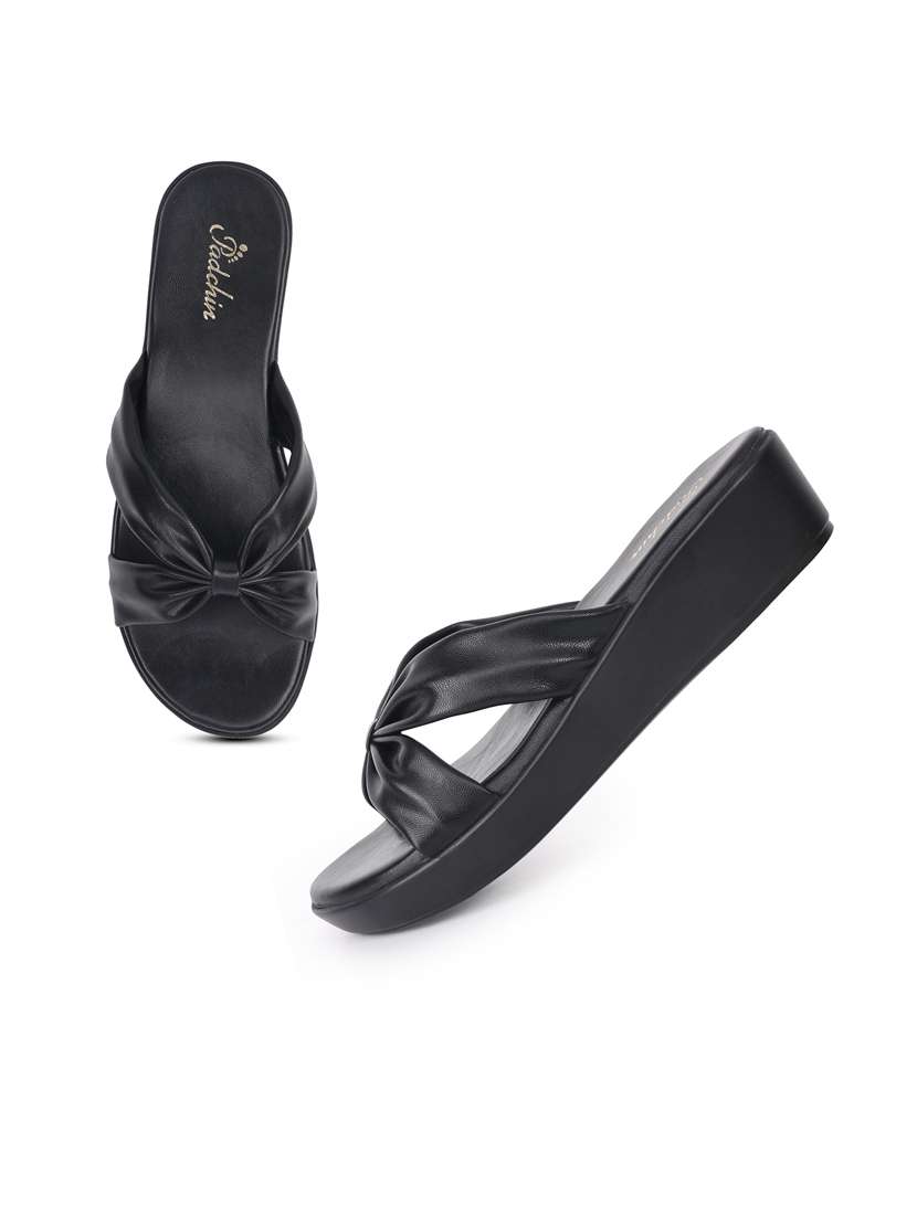 women black slip on wedge - 21652670 -  Standard Image - 3