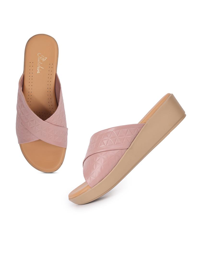 women pink slip on wedge - 21652673 - Standard Image - 3