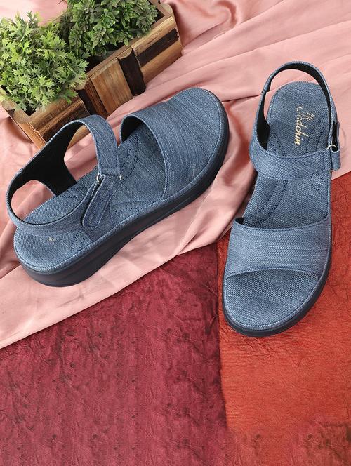 women blue back strap wedge - 21652681 -  Standard Image - 0